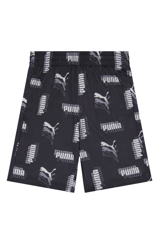 Puma Kids' Power Pack Mesh Printed Shorts In Black