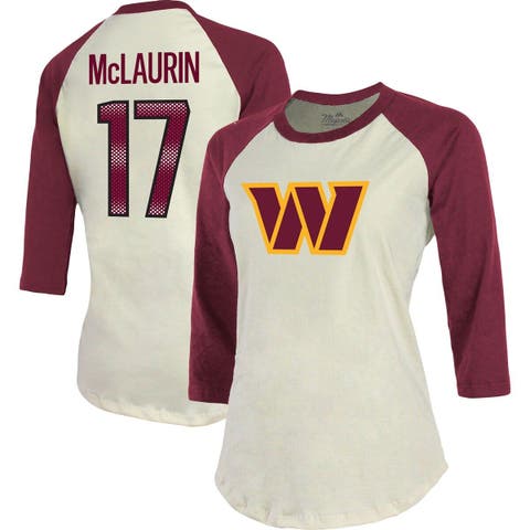 Women's Majestic Threads A.J. Brown Cream/Midnight Green Philadelphia  Eagles Name & Number Raglan 3/4 Sleeve T-Shirt