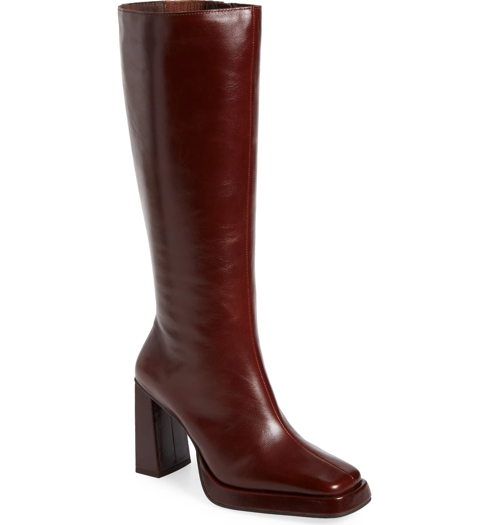 Burgundy knee high boots