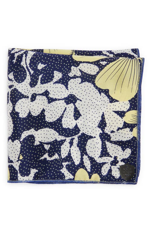 CLIFTON WILSON Floral Silk Pocket Square in Navy at Nordstrom
