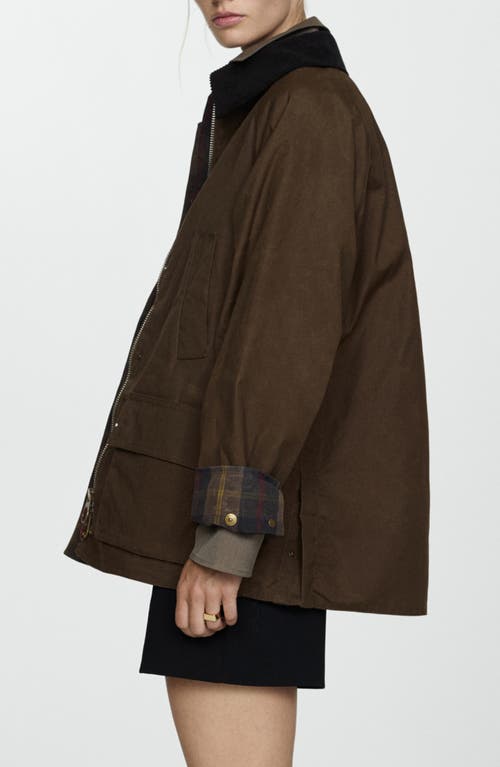 Mango Women's Waxed-effect Parka In Brown