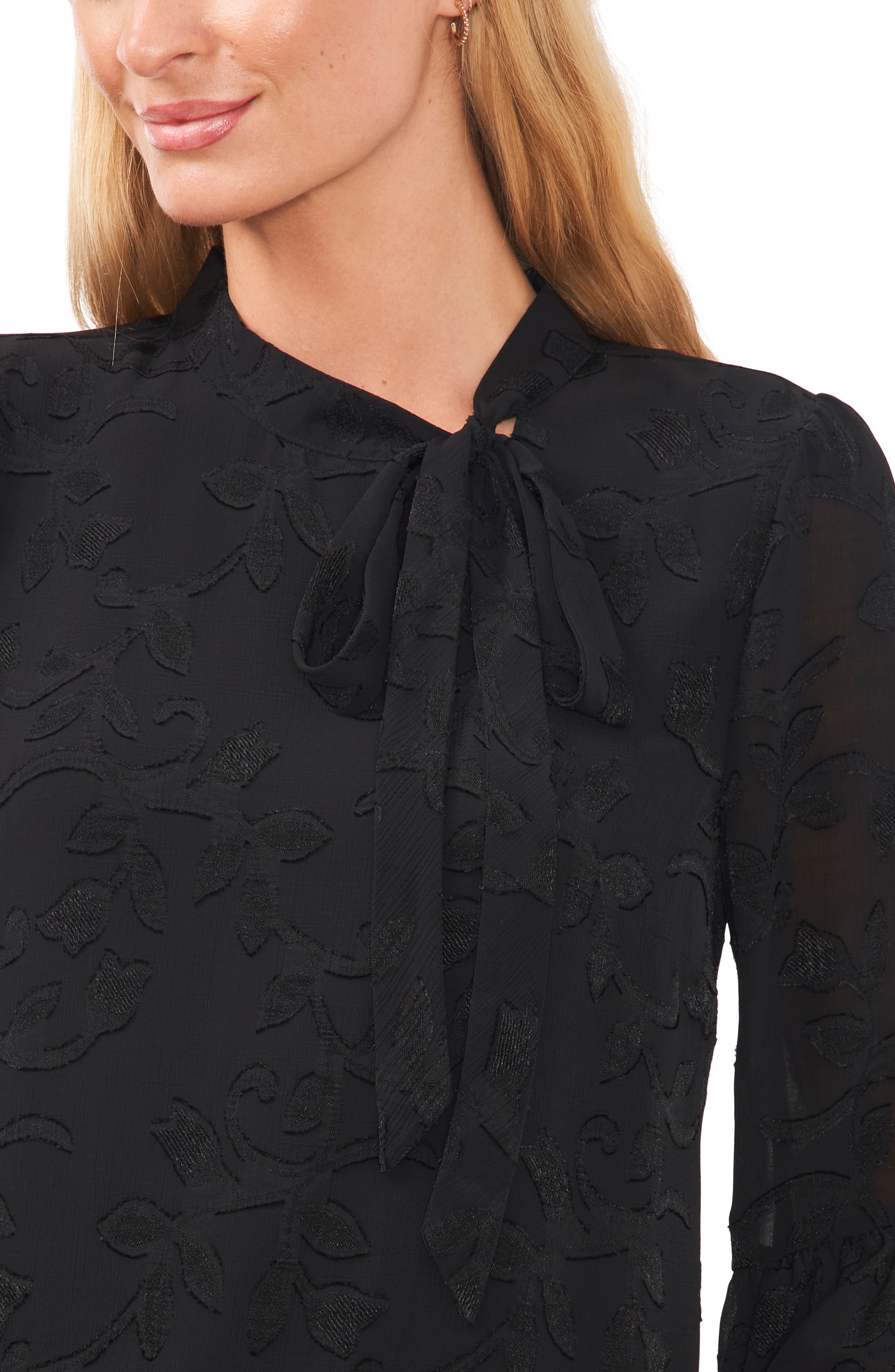 cece ruffled tie neck blouse