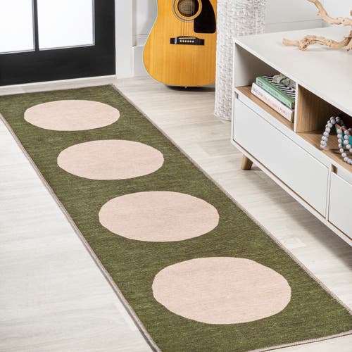 Jonathan Y Cirkel Minimalist Geometric Dot Machine-washable Area Rug In Green/cream