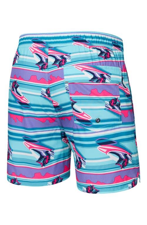 Shop Saxx Oh Buoy Stripe 2-in-1 Hybrid Shorts In Jetski Stripe- Pool