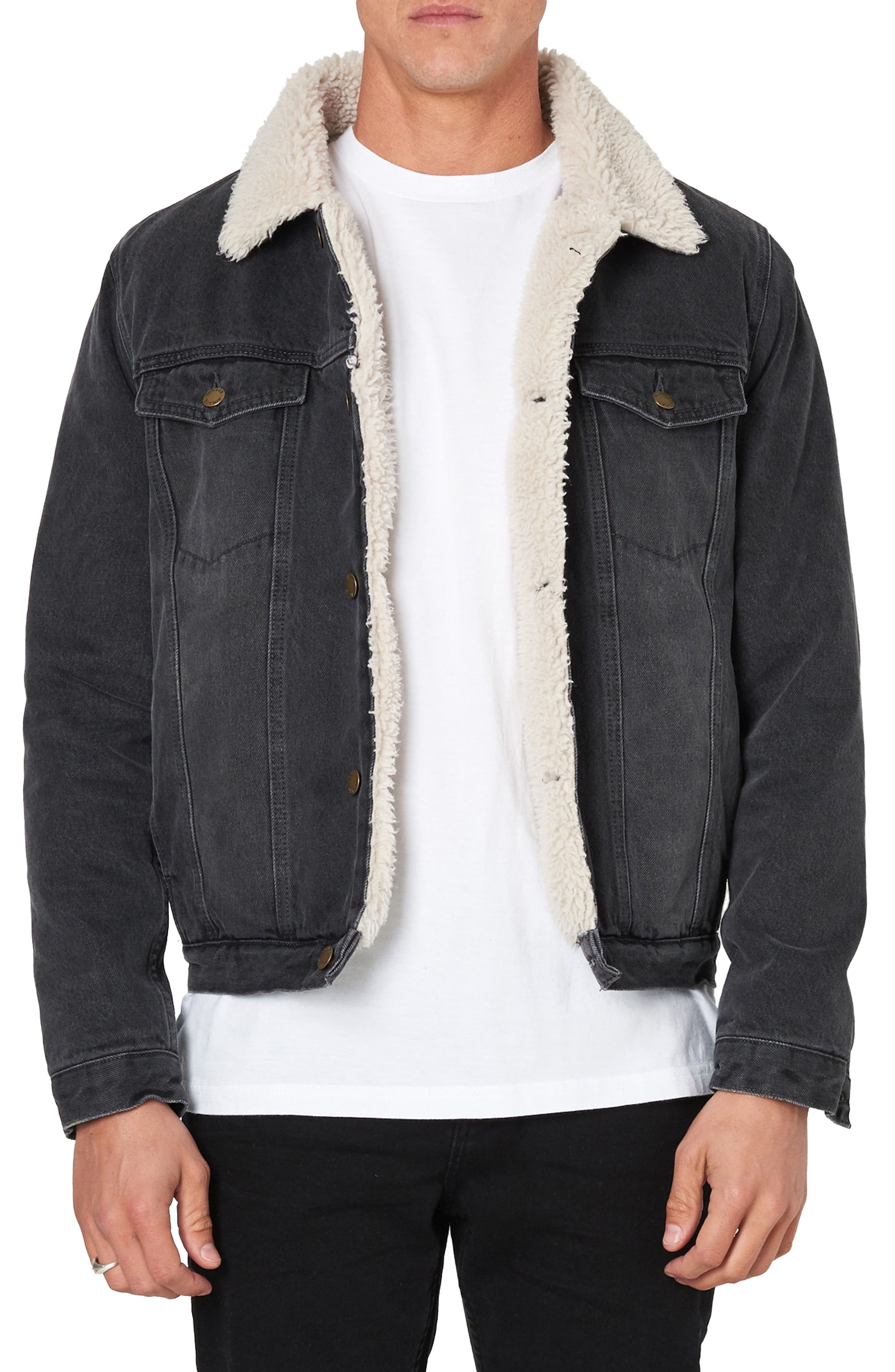 black shearling denim jacket