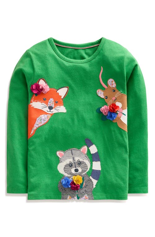 MINI BODEN MINI BODEN KIDS' ANIMAL APPLIQUÉ LONG SLEEVE COTTON GRAPHIC T-SHIRT 