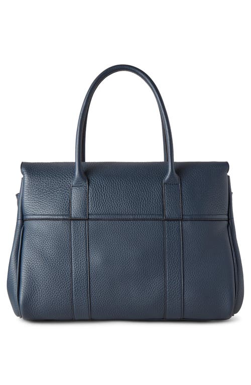 Shop Mulberry Bayswater Grained Leather Satchel In Night Sky