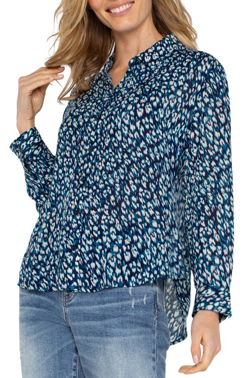 Shop Liverpool Los Angeles Animal Print Button-up Shirt In Blue Topaz Animal Print