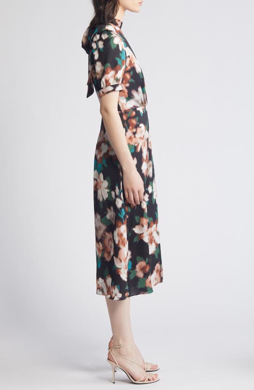 Shop Julia Jordan Floral Print Mock Neck Dress In Black Multi