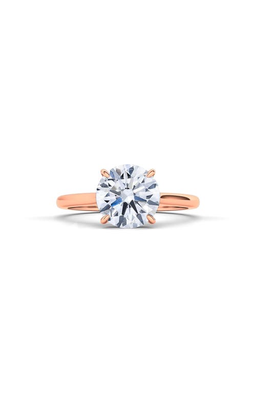 Hautecarat Round Brilliant Cut Lab Created Diamond Ring In 2.00 Ctw 18k Rose Gold