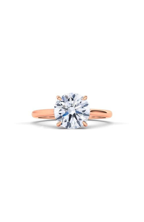 Shop Hautecarat Round Brilliant Cut Lab Created Diamond Ring In 2.00 Ctw 18k Rose Gold