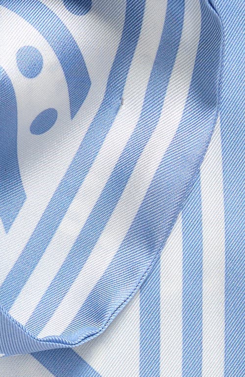 Dolce & Gabbana Dolce&gabbana Logo Print Polka Dot Reversible Silk Scarf In Light Blue