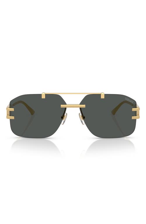 Versace 60mm Rectangular Sunglasses In Dark Grey