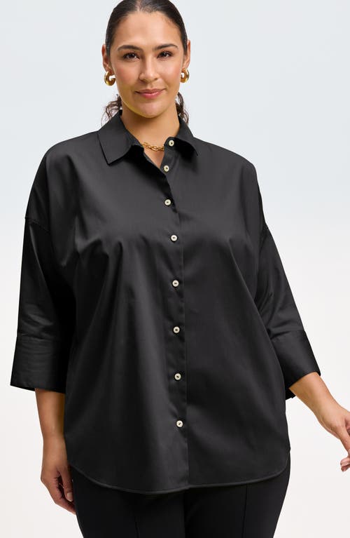 Shop Foxcroft Avery Stretch Button-up Shirt In Black