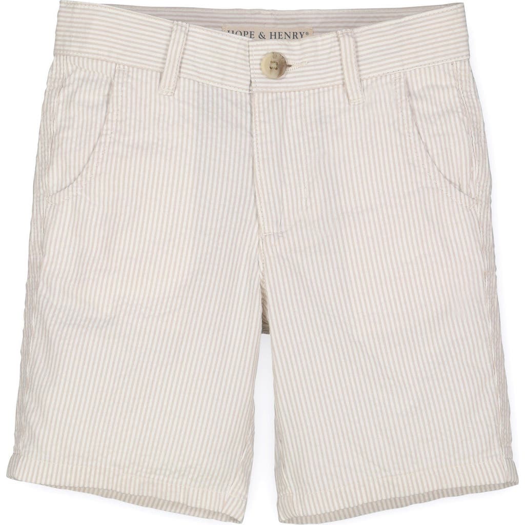 Hope & Henry Baby Boys' Organic Seersucker Short, Infant In Taupe Seersucker