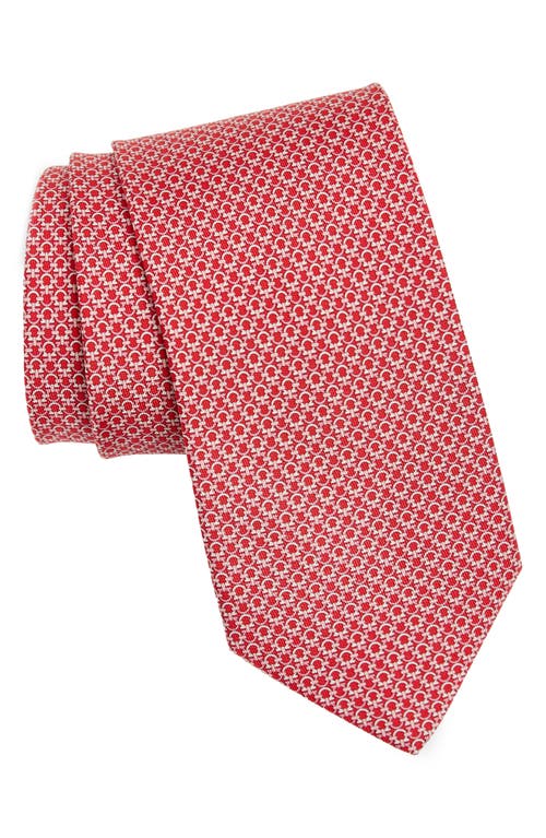 Shop Ferragamo Gancini Print Silk Tie In F.rosso/rosa