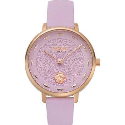 Versus Versace La Villette Leather Strap Watch,