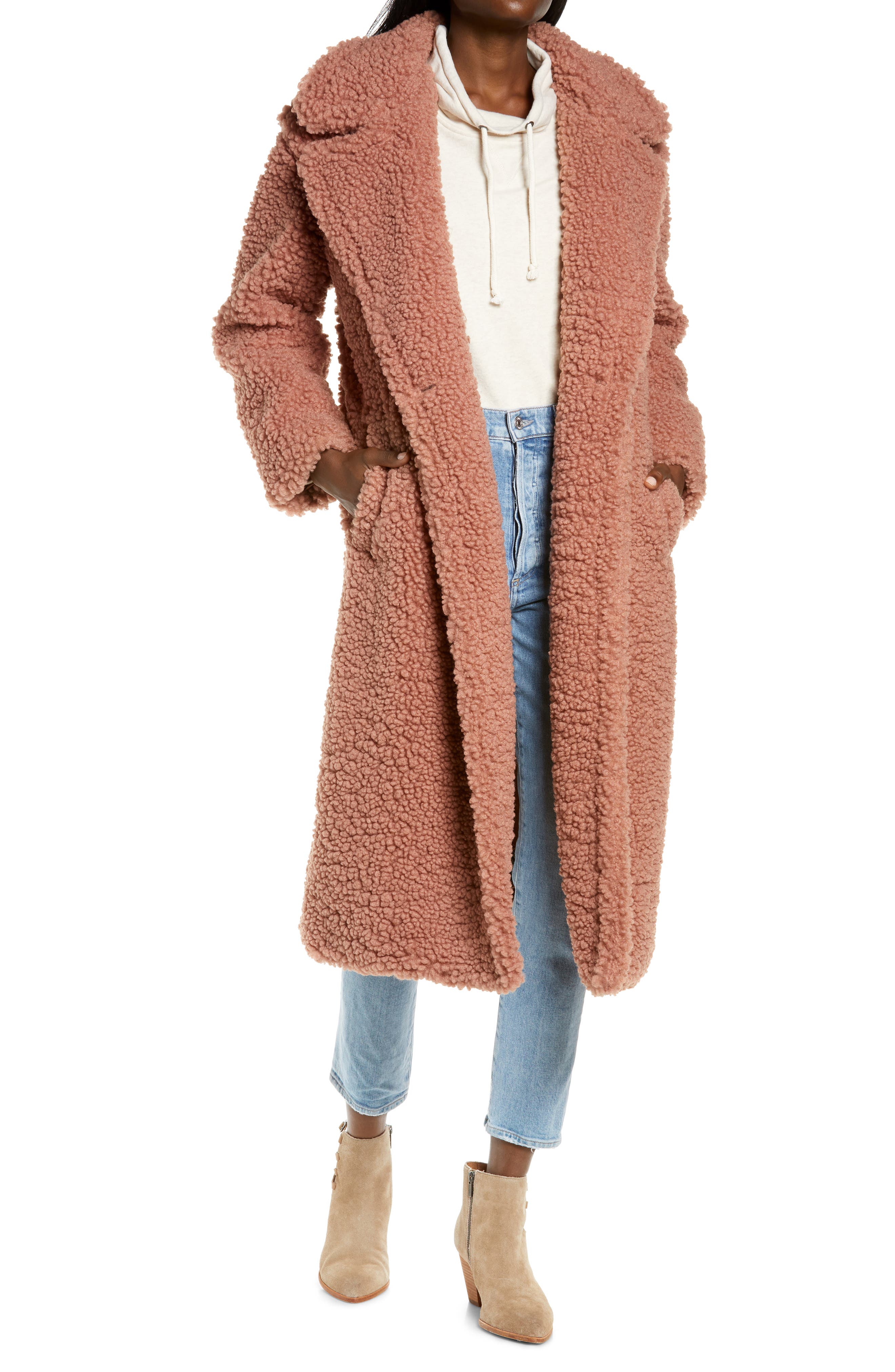 long teddy jacket with hood