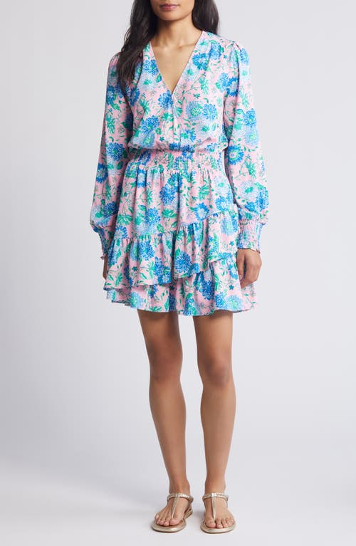 Lilly Pulitzer Cristiana Floral Long Sleeve Surplice Neck Dress Conch Shell at Nordstrom,