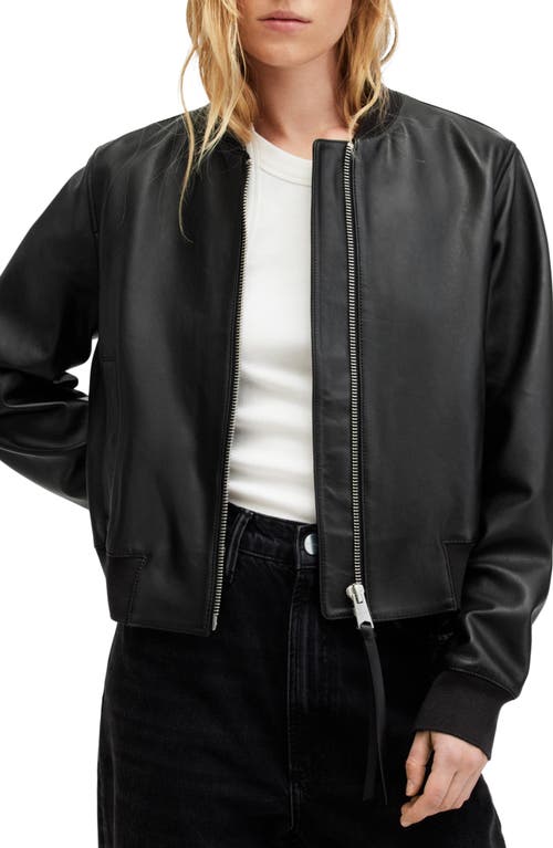 Allsaints Orten Leather Bomber Jacket In Black