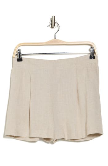 Industry Republic Clothing Pleated Linen Blend Shorts In Gray