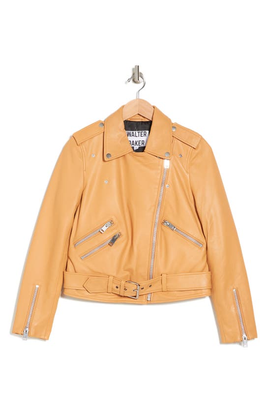 Walter Baker Allison Leather Moto Jacket In Macaroon