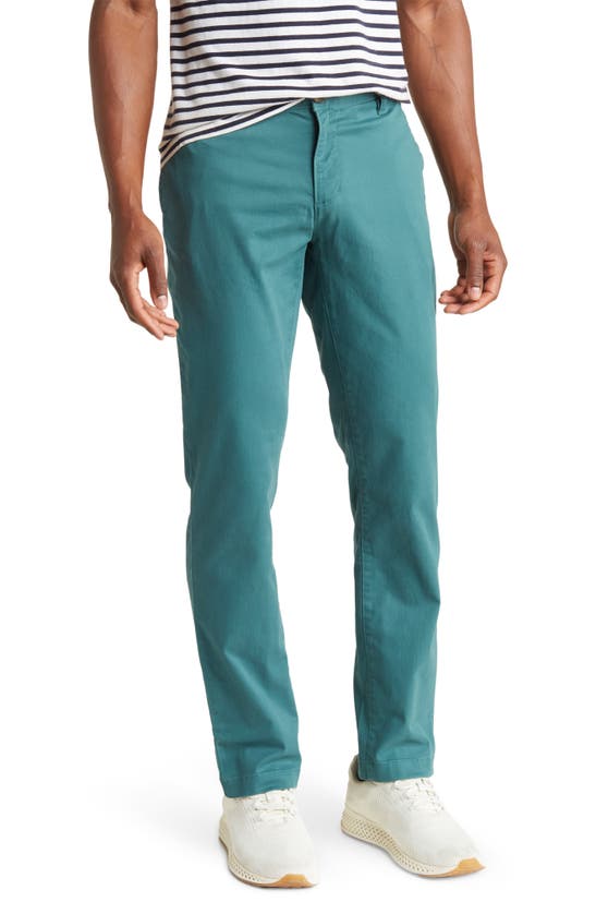 14th & Union The Wallin Stretch Twill Trim Fit Chino Pants In Teal Cyrus