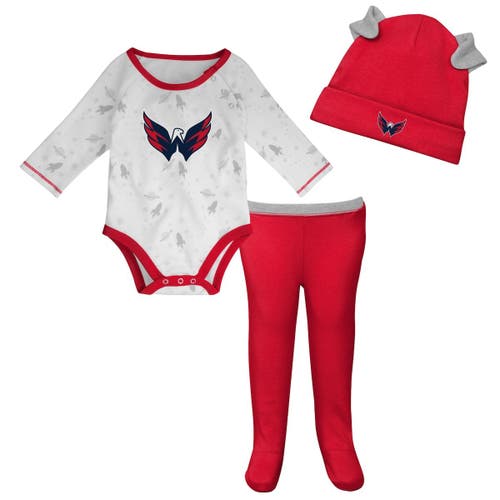 Outerstuff Newborn & Infant White/Red Washington Capitals Dream Team Hat Pants & Bodysuit Set