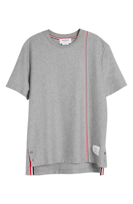 Thom Browne Grey Rwb Stripe-print Cotton T-shirt In Medium Grey