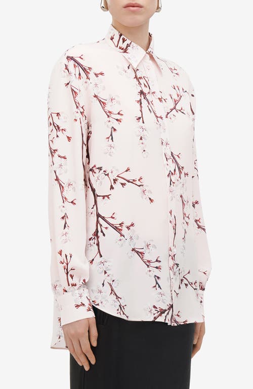 Shop Alexander Mcqueen Cherry Blossom Silk Button-up Shirt In Ice Pink