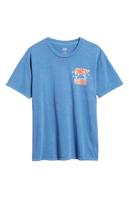 Shop Obey Out Of Step Cotton Graphic T-shirt In Pigment Coronet Blue