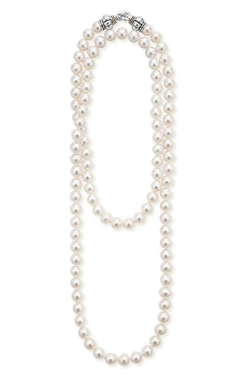 Shop Lagos Luna Freshwater Pearl Necklace In Pearl/silver