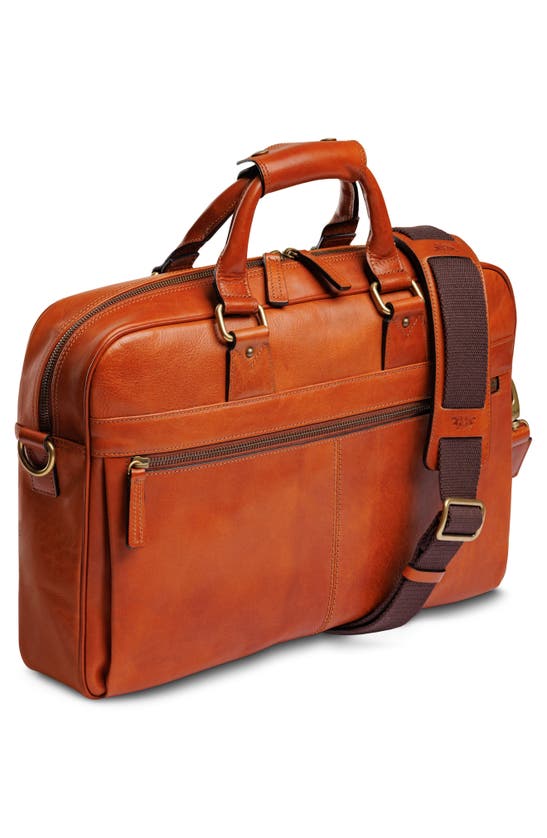 Shop Bosca Italia Stringer Leather Briefcase In Amber