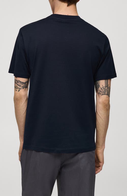 Shop Mango Slim Fit Cotton T-shirt In Navy