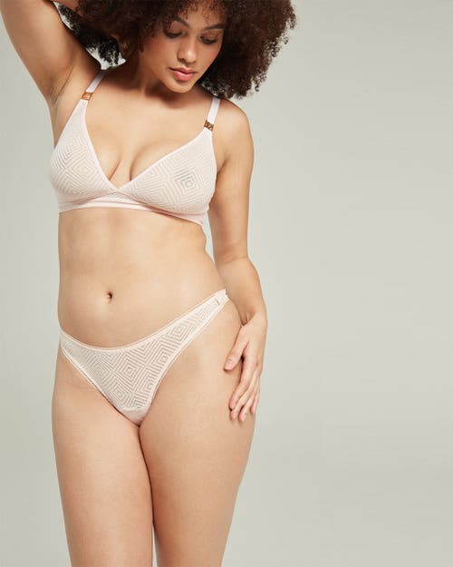 Nudea The Sheer Deco Barely There Thong In Blush Pink