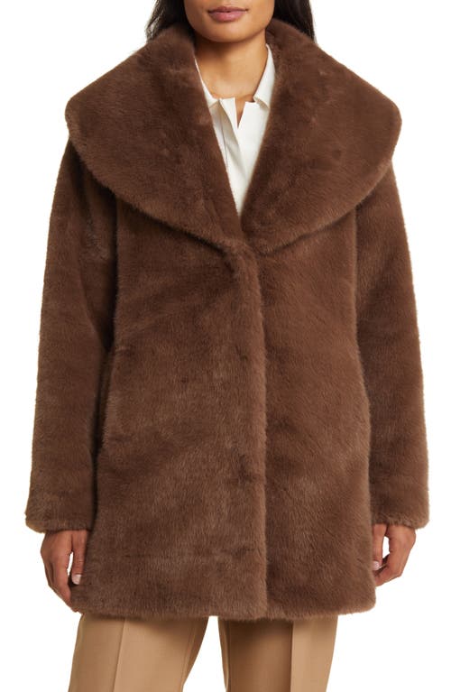 Shawl Collar Faux Fur Jacket in Mink