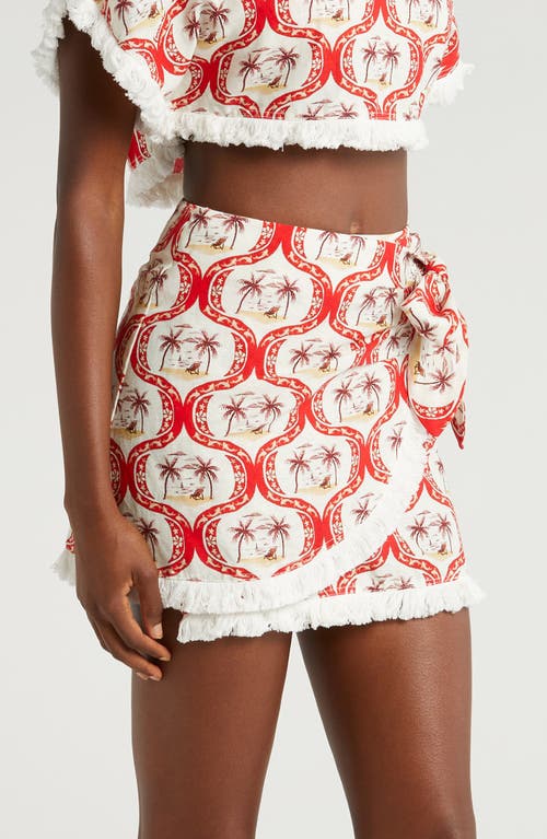 Shop Farm Rio Beach Cover-up Wrap Miniskirt In Summer Beach Off-white