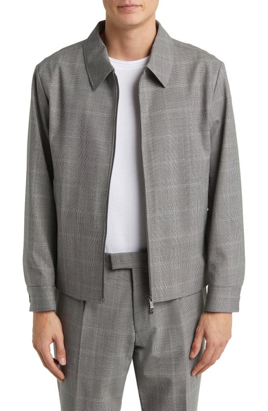 Shop Hugo Boss Boss Hanry Glen Plaid Stretch Wool Blend Jacket In Silver