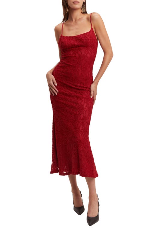 Ruby Lace Sleeveless Midi Dress in Red