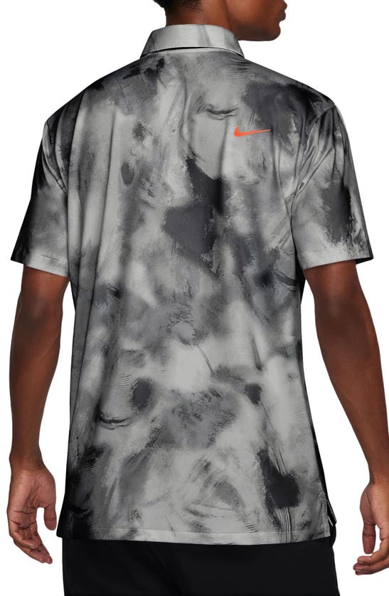 Shop Nike Dri-fit Stretch Golf Polo In Black/ Turf Orange