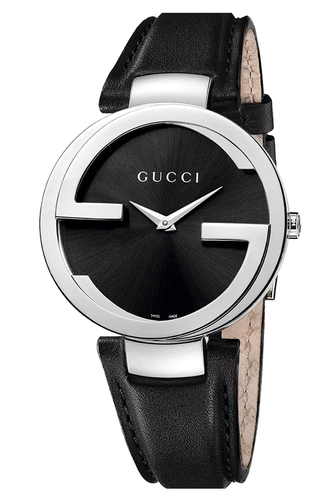 Gucci 'Interlocking G' Leather Strap Watch, 34mm Nordstrom