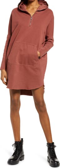 AllSaints Xonda Long Sleeve Cotton Hoodie Dress | Nordstrom