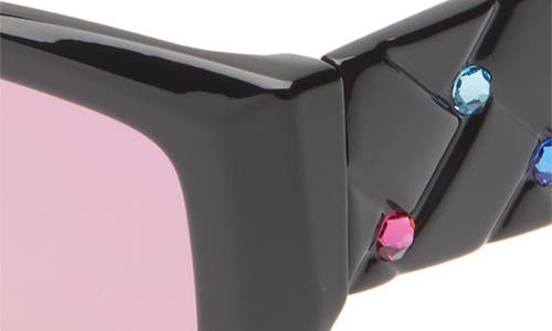 Kurt Geiger London 54mm Rectangular Sunglasses In Black Opaque/rainbow