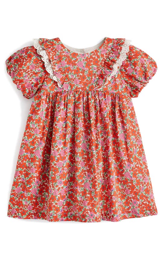 Next Kids' Floral Lace Trim Cotton Dress In Red