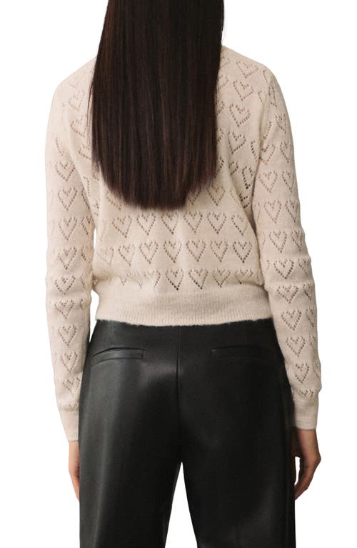 Shop Mango Openwork Heart Sweater In Ecru