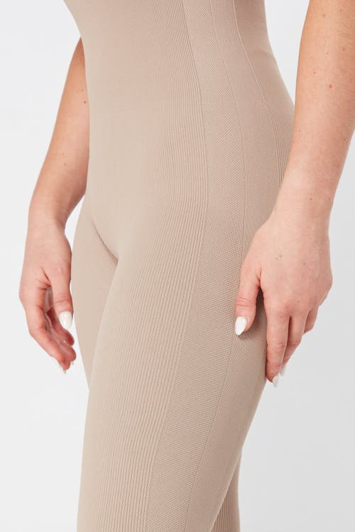 Shop Twill Active Recycled Seamless Rib Unitard In Mocha