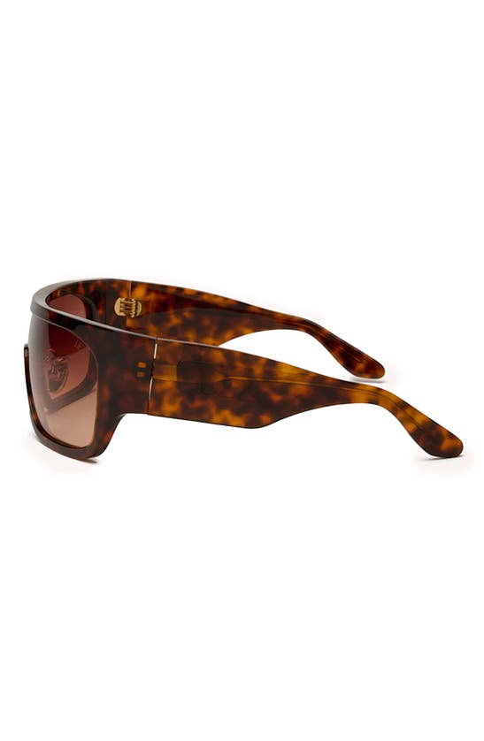 Shop Dezi Blockedt 125mm Oversize Shield Sunglasses In Fiery Tortoise / Sienna Faded