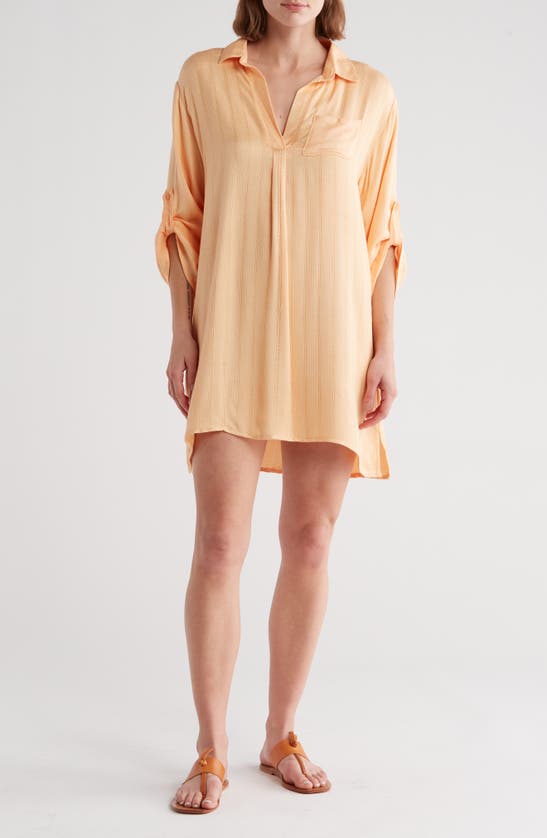 Boho Me Oversize Cover-up Shirt In Peach