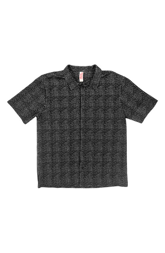 Shop Fleece Factory Honeycomb Short Sleeve Button-up Shirt In Black