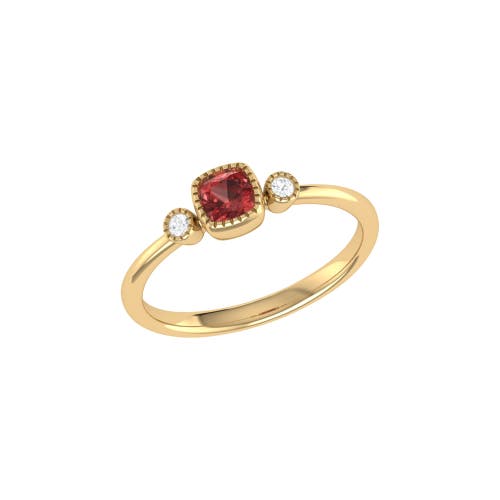 Shop Luvmyjewelry Cushion Cut Garnet & Diamond Birthstone Ring In Yellow Gold